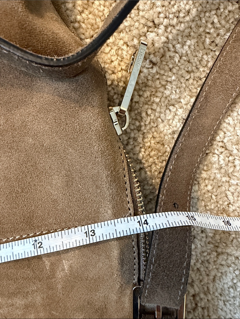 Lipault Paris Suede Fold-Over Backpack Bag in Brown and Blue - Picture 14 of 16